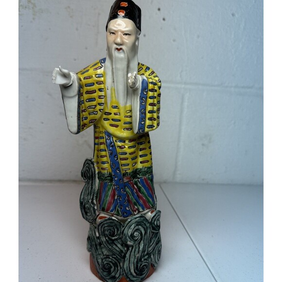 Antique Chinese Hand Painted Famille Rose Porcelain Figurine Flaws